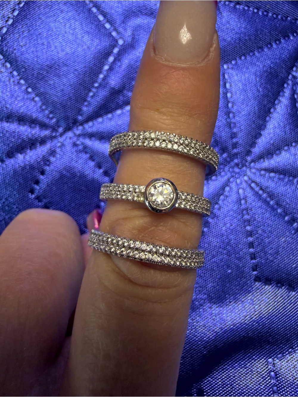 Park Lane Silver Crystal Triple Band Statement Ring Size 9 New